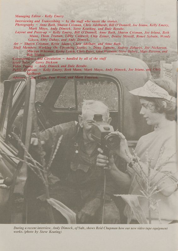 December 1977 Salt Magazine, Masthead