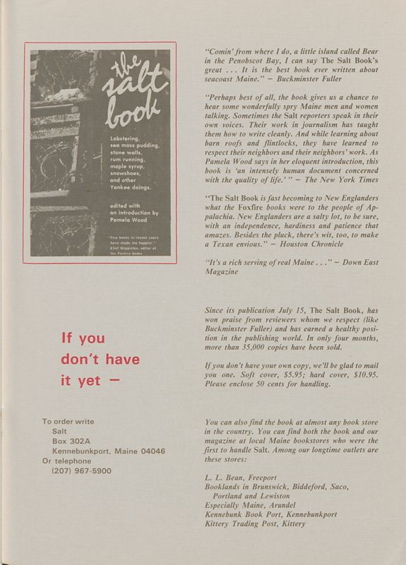 December 1977 Salt Magazine, Inside Back Cover