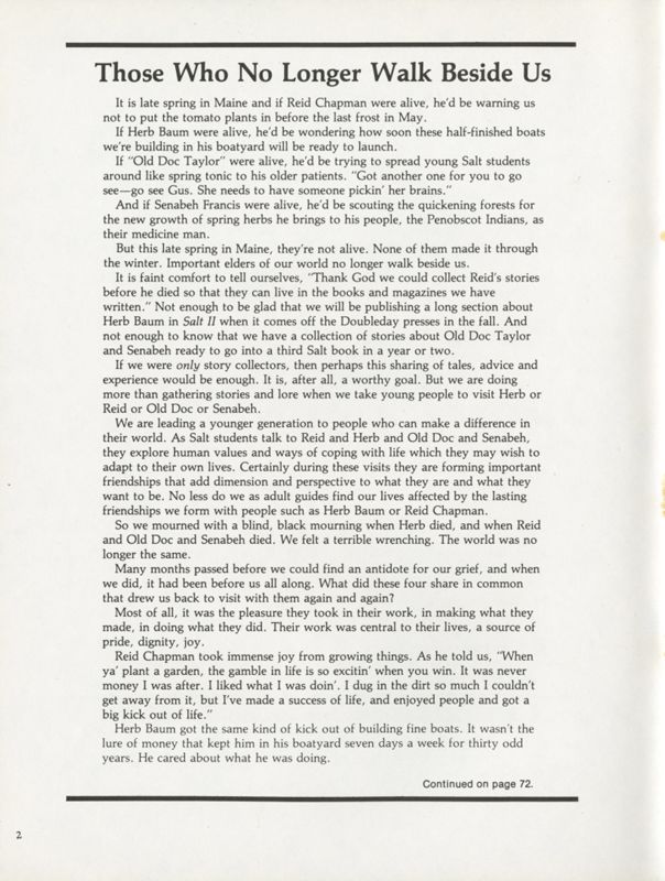 June 1980 Salt Magazine, In Memoriam