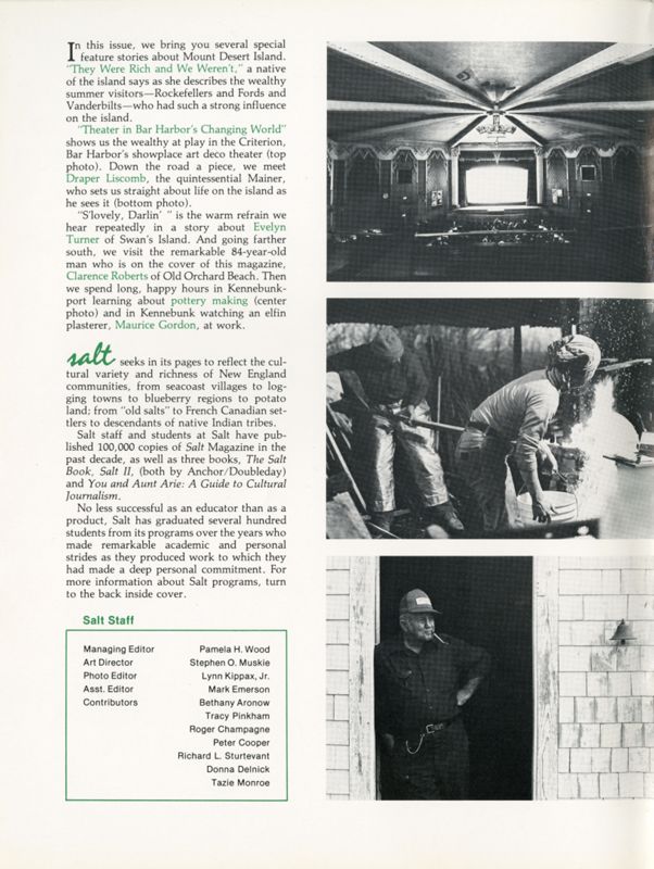 January 1982 Salt Magazine, Inside Front Cover