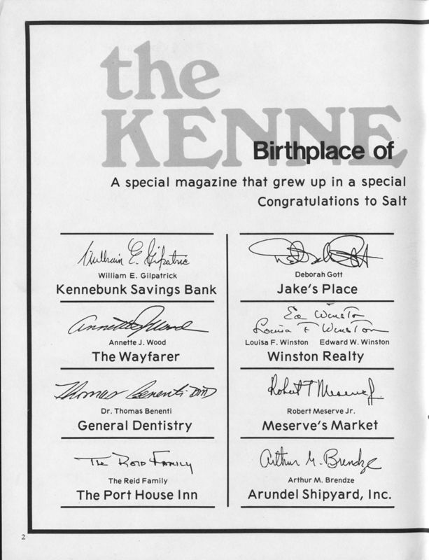 January 1983 Salt Magazine, Congratulations