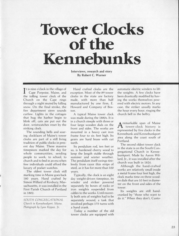 Tower Clocks of the Kennebunks