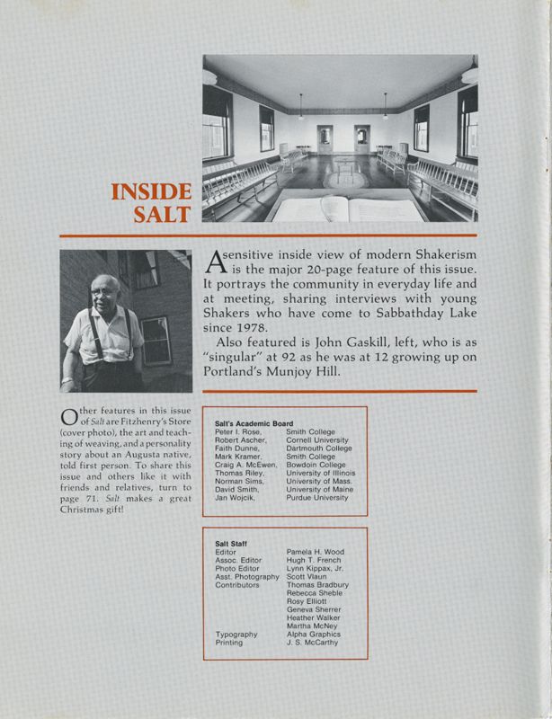 November 1984 Salt Magazine, Inside Front Cover