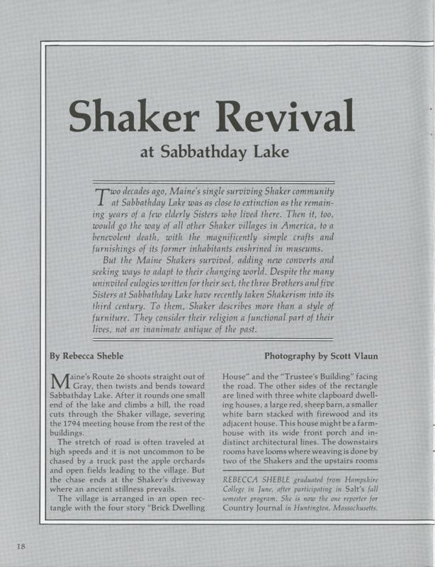 Shaker Revival in Maine