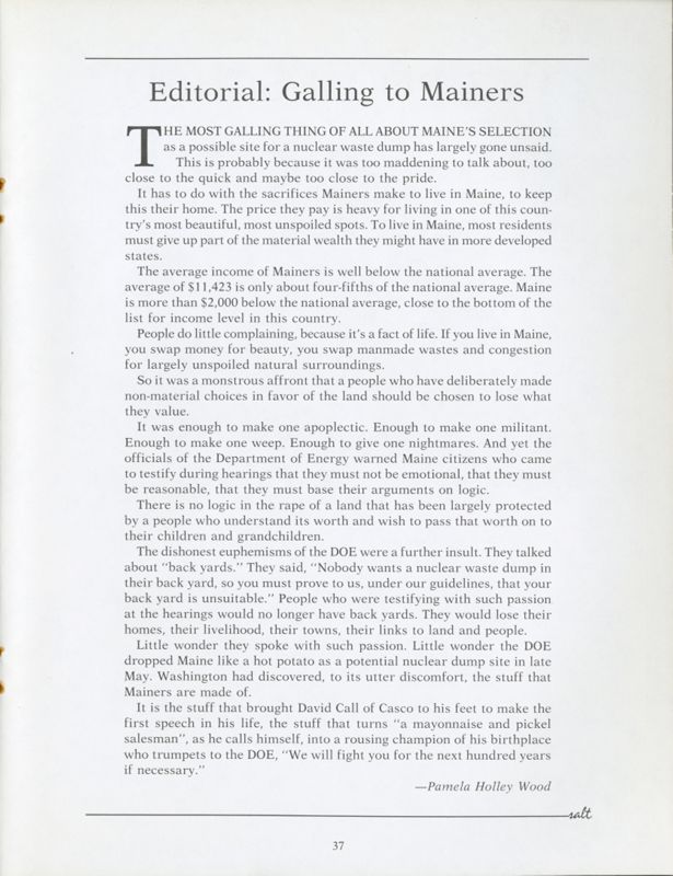 Editorial: Galling to Mainers