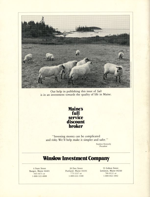 June 1986 Salt Magazine, Back Cover