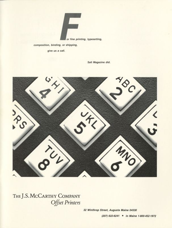 June 1986 Salt Magazine, Inside Back Cover