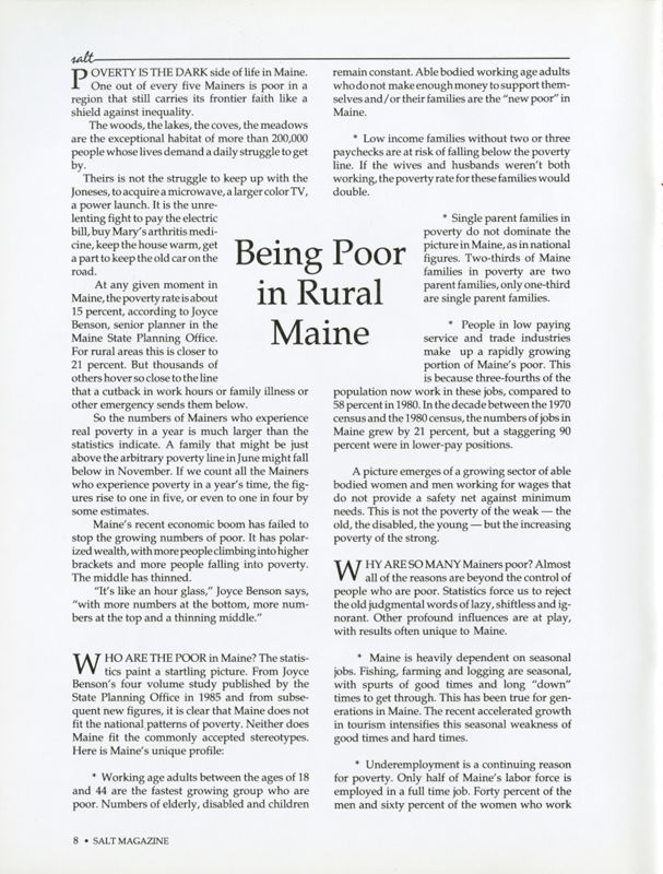 Being Poor in Rural Maine