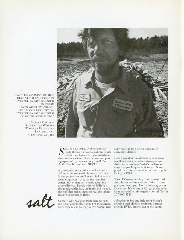May 1989 Salt Magazine, Salt Advertisement (Subscribe)