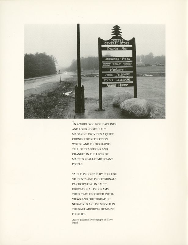 May 1989 Salt Magazine, Inside Front Cover