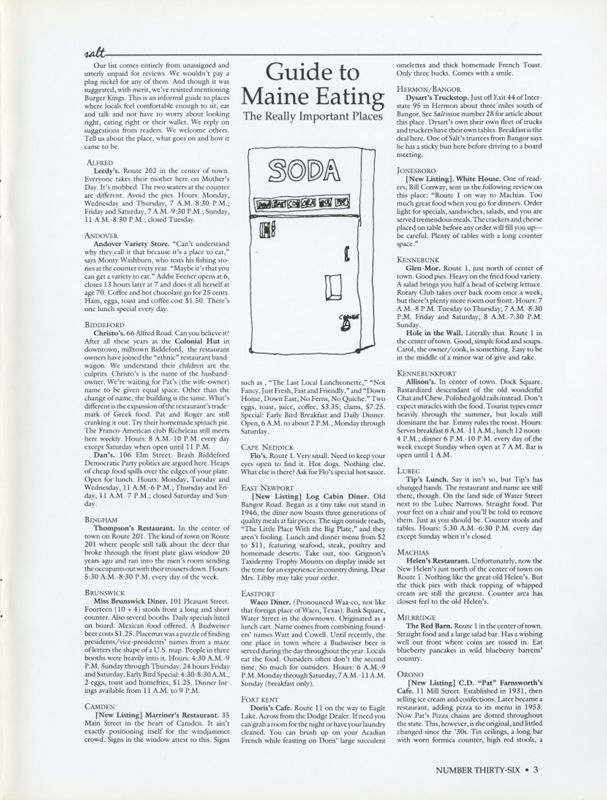 August 1989 Salt Magazine, Eating in Maine