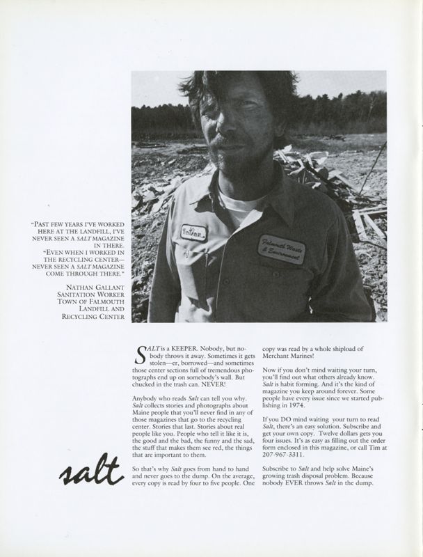 August 1989 Salt Magazine, Salt Advertisement (Subscribe)