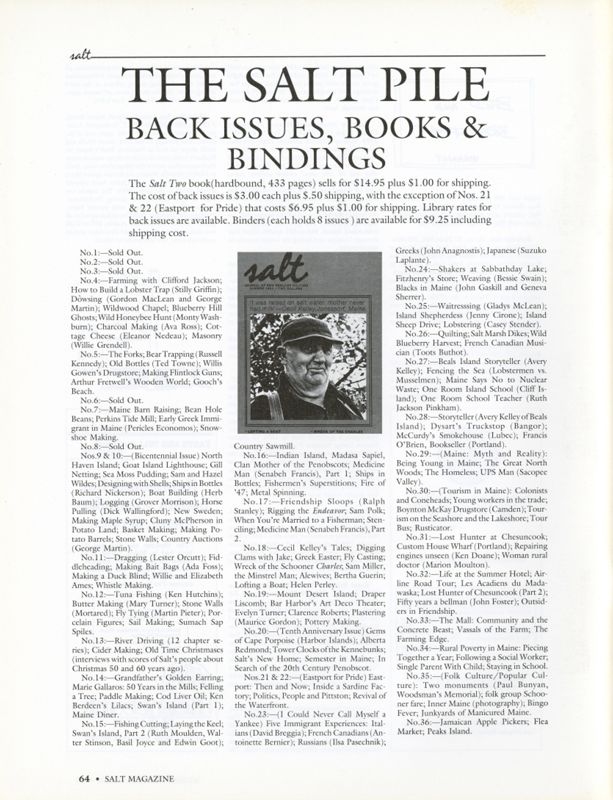 November 1989 Salt Magazine, Back Issues & Books