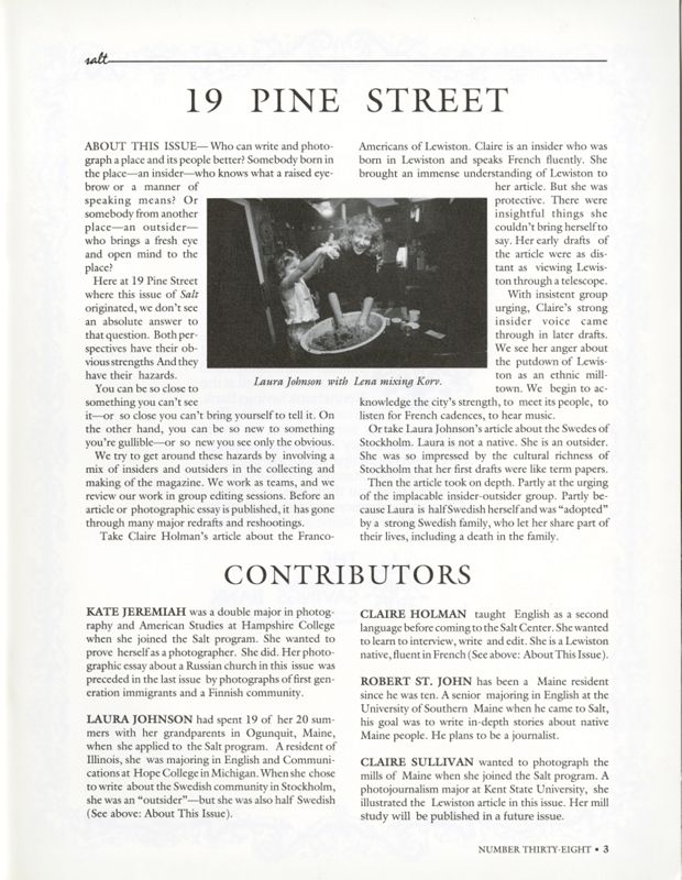 April 1990 Salt Magazine, Contributors