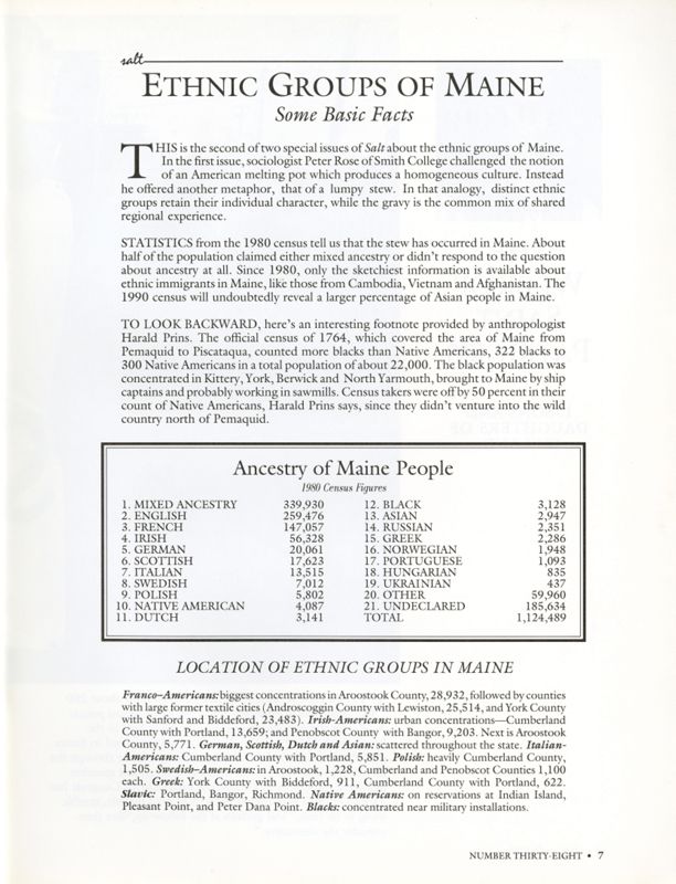 Ethnic Groups of Maine