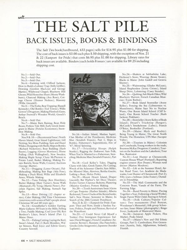 April 1990 Salt Magazine, Back Issues & Books