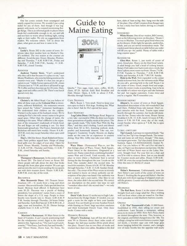 April 1990 Salt Magazine, Eating in Maine