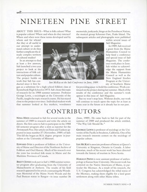 July 1990 Salt Magazine, Contributors