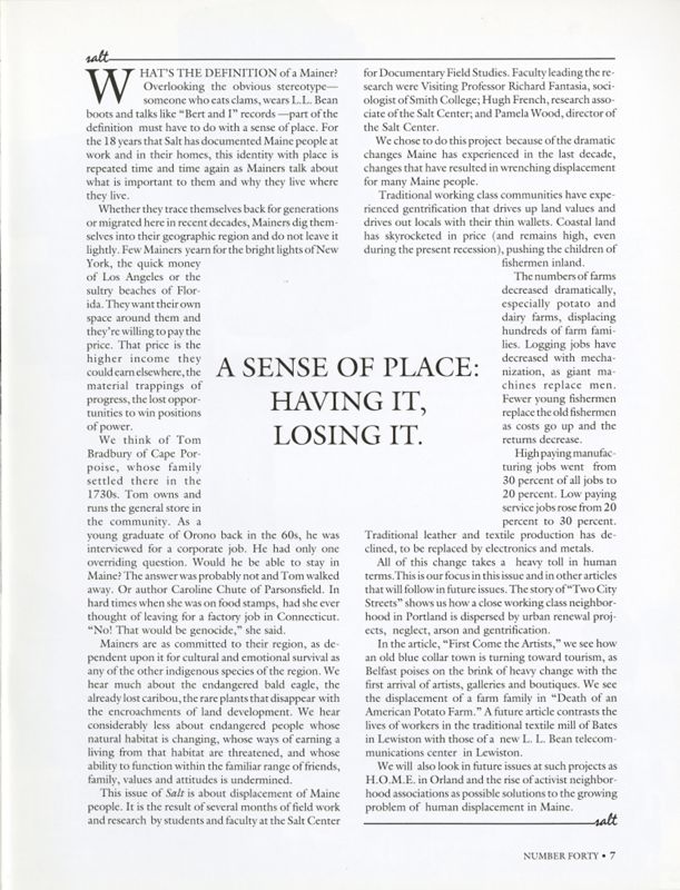 A Sense of Place: Having It, Losing It