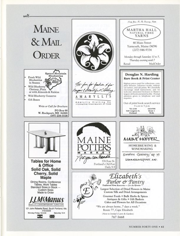November 1991 Salt Magazine, Mall Order Catalog