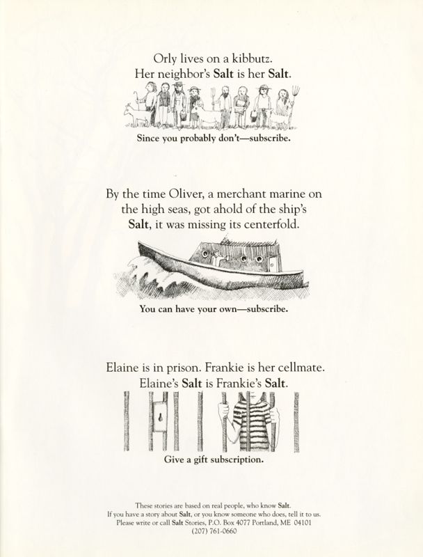 September 1992 Salt Magazine, Salt Advertisement (Subscribe)