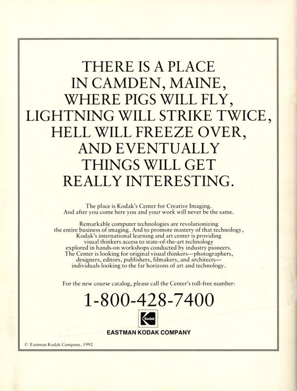 September 1992 Salt Magazine, Back Cover