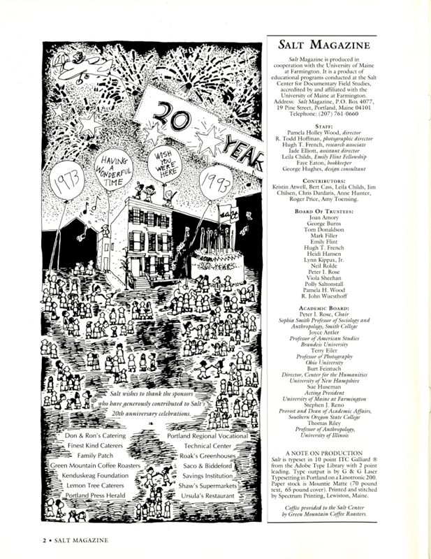 December 1993 Salt Magazine, Masthead