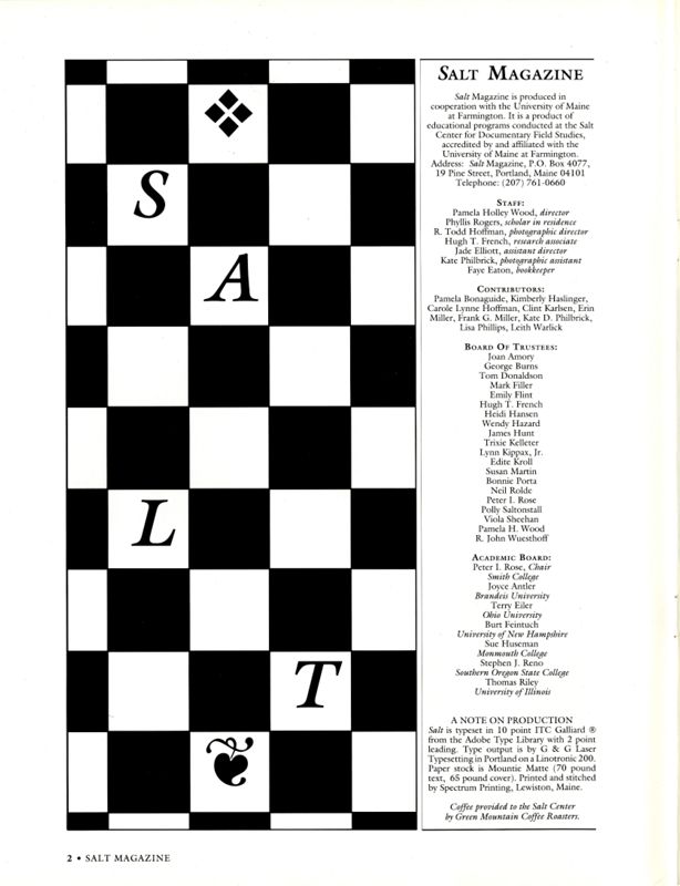 December 1994 Salt Magazine, Masthead