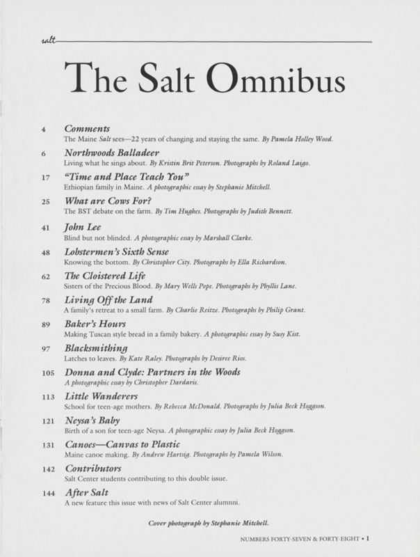December 1995 Salt Magazine, Table of Contents