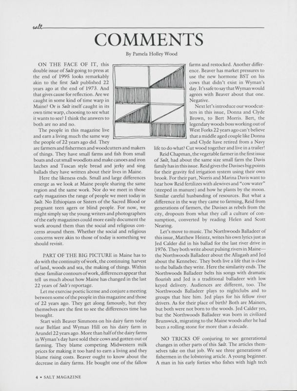 December 1995 Salt Magazine, Comments