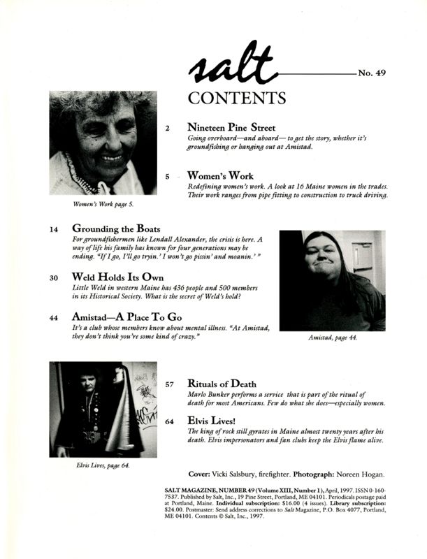 April 1997 Salt Magazine, Table of Contents