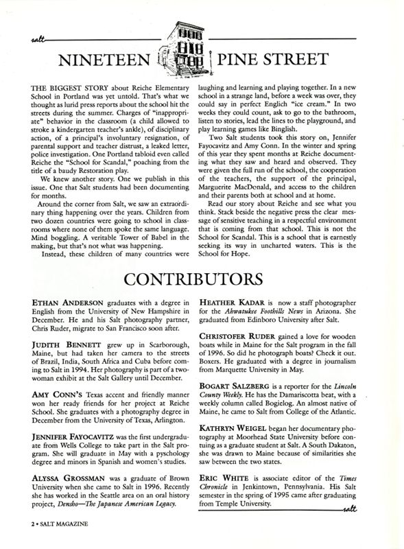 December 1997 Salt Magazine, Contributors