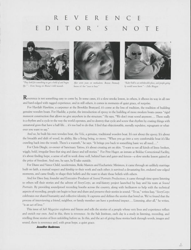 Salt 2004-2005 Magazine, Editor's Note