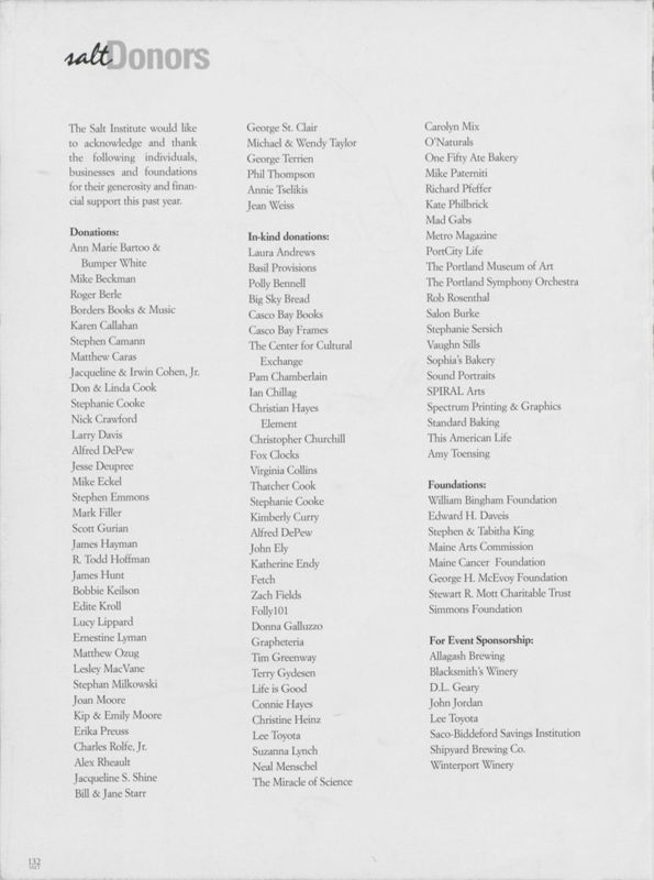 Salt 2004-2005, Donors