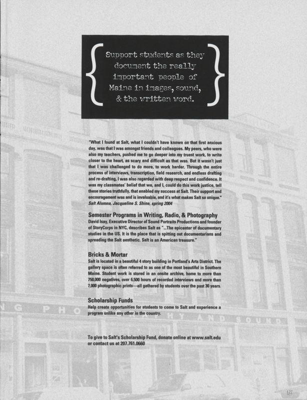 Salt 2005-2006 Magazine, Support Page