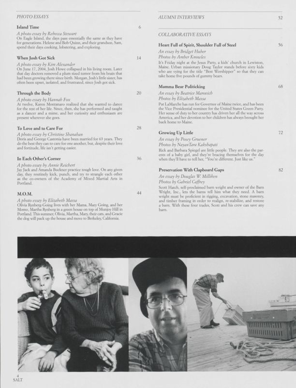 Salt 2006-2007 Magazine, Table of Contents