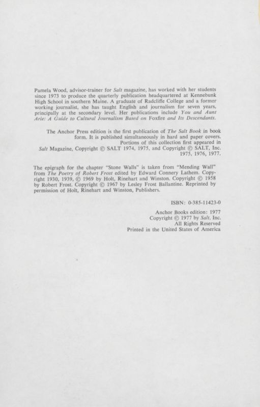 Copyright Page- The Salt Book