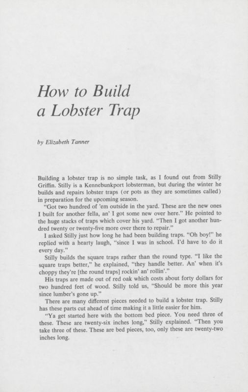 How to Build a Lobster Trap