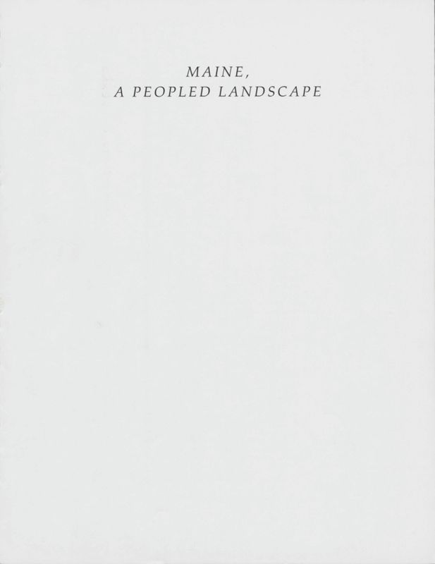 Inside Front Cover- Maine: A Peopled Landscape