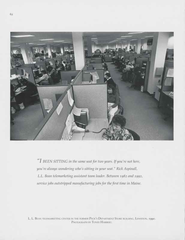Inside L.L. Bean Telemarketing Center, Lewiston, 1990