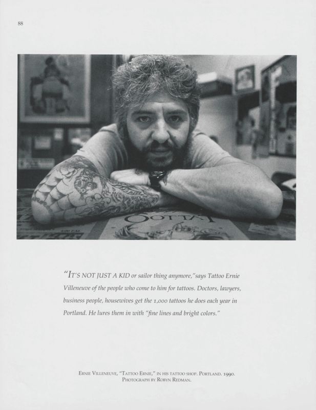 Ernie Villeneuve Inside His Tattoo Shop, Portland, 1990