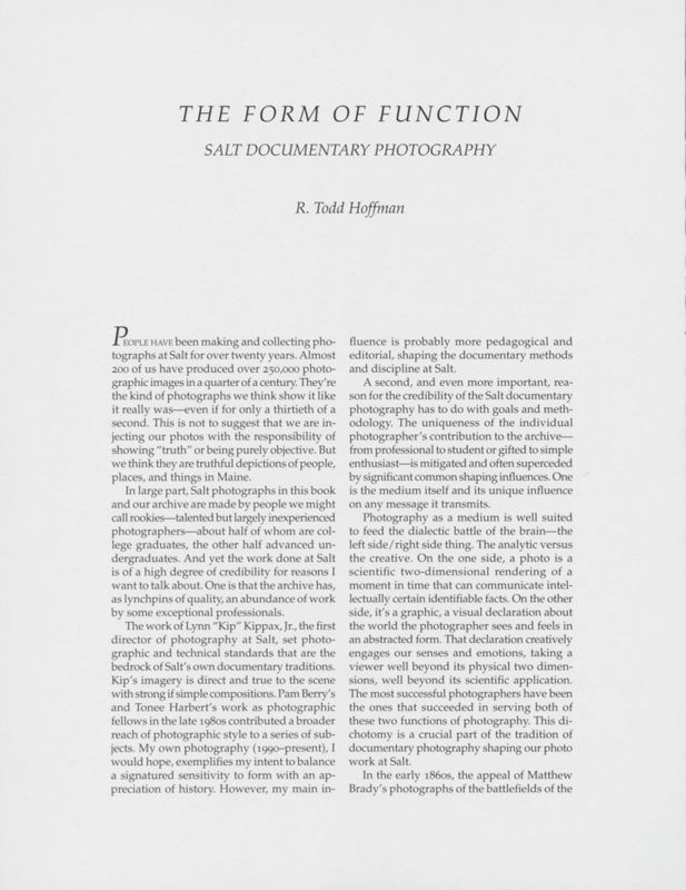 The Form of Function: Salt Documentary Photography