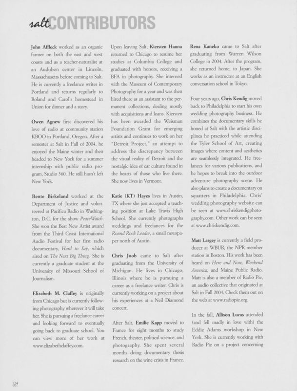 Salt 2005-2006 Magazine, Contributors