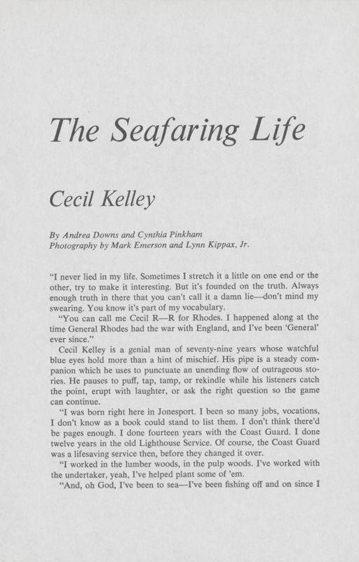 Seafaring: Cecil Kelley