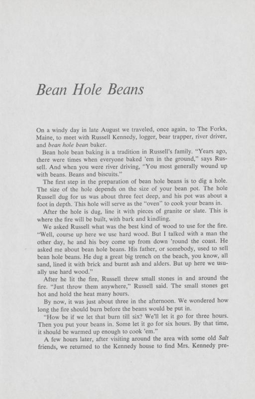 River Driving: Bean Hole Beans
