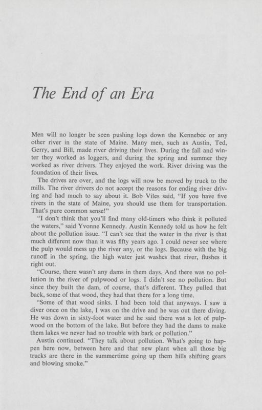 River Driving: The End of an Era