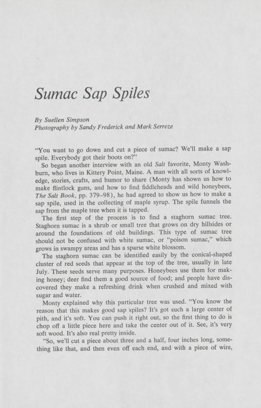 Sumac Sap Spiles