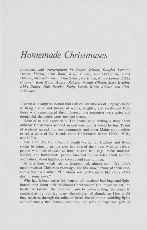 Homemade Christmases