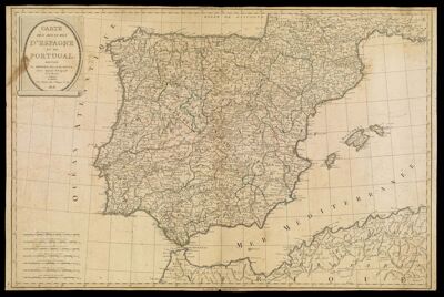 Carte des Royaumes d'Espagne et de Portugal. Dressee par Herisson, Eleve de M. Bonne, ancien Ingenieur Hydrographe de la Marine.