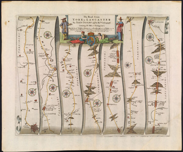The Road from York to Lancaster by John Ogilby Esq. his Majesties Cosmographer.